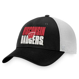トップ・オブ・ザ・ワールド メンズ 帽子 アクセサリー Wisconsin Badgers Top of the World Stockpile Trucker Snapback Hat Black/White