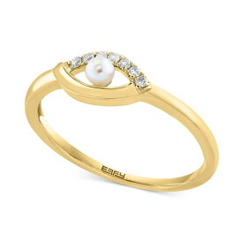 エフィー コレクション メンズ リング アクセサリー EFFY&reg; Cultured Freshwater Pearl (4mm) & Diamond (1/20 ct. t.w.) Evil Eye Ring in 14k Gold 14K Yellow Gold