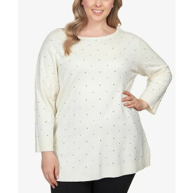 ルビーロード レディース ニット&セーター アウター Plus Size Stud Embellished Tunic Sweater Ivory