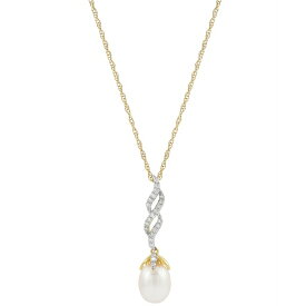 ホノラ レディース ネックレス・チョーカー・ペンダントトップ アクセサリー Cultured Freshwater Pearl (8mm) & Diamond (1/6 ct. t.w.) Twist 18" Pendant Necklace in 10k Gold Gold