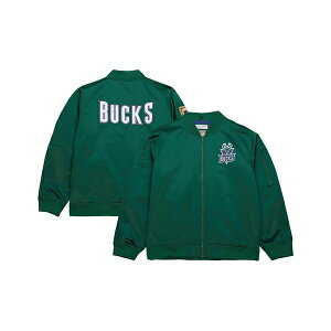 ~b`F&lX Y WPbgu] AE^[ Men's Green Distressed Milwaukee Bucks Hardwood Classics Vintage-Like Logo Full-Zip Bomber Jacket Green