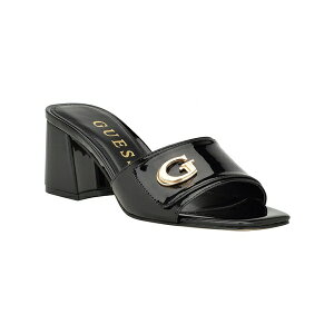 QX fB[X T_ V[Y Women's Gallai Slip-On Open Toe Block Heeled Sandals Black Patent