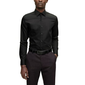 ヒューゴボス メンズ シャツ トップス Men's Easy-Iron Slim-Fit Dress Shirt Black