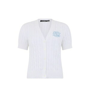 �����t���[���� ���f�B�[�X �J�[�f�B�K�� �A�E�^�[ Cable-knit embroidered cardigan White