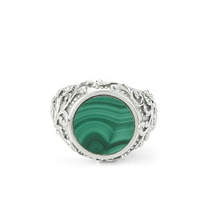 �G�}�j���G�� �r�R�b�L �����Y �����O �A�N�Z�T���[ Arabesque malachite ring Silver