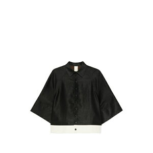 �\�[�I ���f�B�[�X �V���c �g�b�v�X Contrast-hem shirt Black