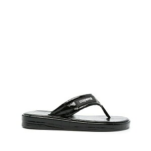�R�y���j ���f�B�[�X �T���_�� �V���[�Y Crocodile-embossed leather flip flops Black