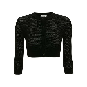 ���B�N�g���A �x�b�J�� ���f�B�[�X �J�[�f�B�K�� �A�E�^�[ Three-quarter sleeve cropped cardigan Black
