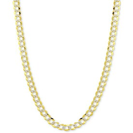 イタリアン ゴールド レディース ネックレス・チョーカー・ペンダントトップ アクセサリー 28" Two-Tone Open Curb Chain Necklace in Solid 14k Gold & White Gold Two-Tone