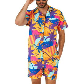 オポスーツ メンズ シャツ トップス Men's Short-Sleeve Palm Power Graphic Shirt & Shorts Set Miscellane
