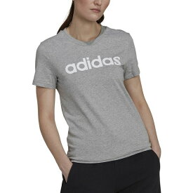 アディダス レディース Tシャツ トップス Women's Essentials Cotton Linear Logo T-Shirt Medium Grey Heather/white