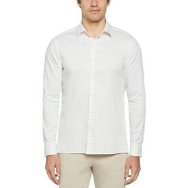 ペリーエリス メンズ シャツ トップス Men's Dobby Geo-Print Long-Sleeve Button-Front Shirt Bright White