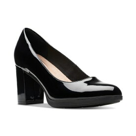 クラークス レディース パンプス シューズ Women's Bayla Skip Slip-On Platform Dress Pumps Black Patent