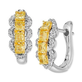 ルヴァン メンズ ピアス・イヤリング アクセサリー Couture&reg; Sunny Yellow Diamond (1 ct. t.w.) & Vanilla Diamond (1/5 ct. t.w.) Hoop Earrings in 14k Gold & Platinum Platinum & 14K Yellow Gold