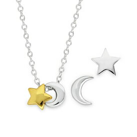 ローナ サットン メンズ ネックレス・チョーカー アクセサリー Children's 2-Tone Celestial Stud Earrings Pendant Necklace Set in Sterling Silver and 14K Yellow Gold Plating 2T Sil Gld