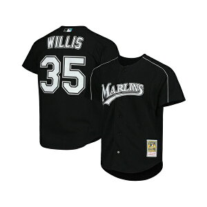 �~�b�`�F��&�l�X �����Y �V���c �g�b�v�X Men's Dontrelle Willis Black Florida Marlins Cooperstown Collection Mesh Batting Practice Button-Up Jersey Black