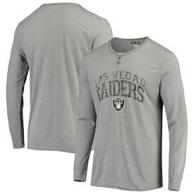コンセプトスポーツ メンズ Tシャツ トップス Las Vegas Raiders Concepts Sport Takeaway Henley Long Sleeve Sleep TShirt Gray