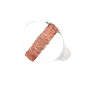 バース レディース リング アクセサリー Signet Bronze Circle Band Ring Genuine Orange Sponge Coral