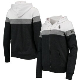 ニューエラ レディース パーカー・スウェットシャツ アウター Chicago White Sox New Era Women's Colorblock FullZip Hoodie Jacket Heathered Black