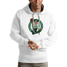 アンティグア メンズ パーカー・スウェットシャツ アウター Boston Celtics Antigua Logo Victory Pullover Hoodie White