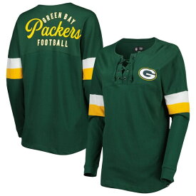 ニューエラ レディース Tシャツ トップス Green Bay Packers New Era Women's Athletic Varsity LaceUp Lightweight Long Sleeve TShirt Green