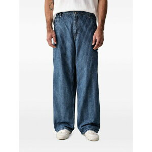 ���[�o�C�X �����Y �f�j���p���c �{�g���X Pinstripe-pattern wide-leg jeans Blue