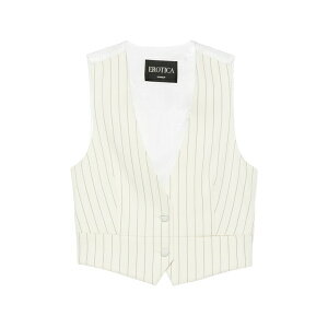 �h���_�b�v ���f�B�[�X �R�[�g �A�E�^�[ Pinstripe-pattern cropped waistcoat Neutrals