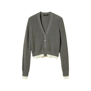 �c�C���Z�b�g ���f�B�[�X �J�[�f�B�K�� �A�E�^�[ Scalloped-edge ribbed cardigan Grey