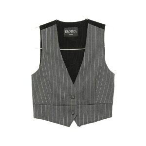 �h���_�b�v ���f�B�[�X �W���P�b�g���u���]�� �A�E�^�[ Pinstripe-pattern cropped waistcoat Grey