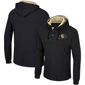 コロシアム メンズ Tシャツ トップス Colorado Buffaloes Colosseum Affirmative Thermal Hoodie Long Sleeve TShirt Black