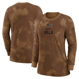 【送料無料】 ナイキ レディース Tシャツ トップス Buffalo Bills Nike Women's 2023 Salute to Service Long Sleeve TShirt Brown