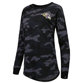 ニューエラ レディース Tシャツ トップス Baltimore Ravens New Era Women's Camo Long Sleeve TShirt Black