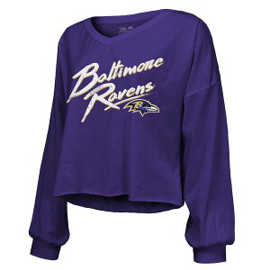 }WFXeBbNXbY fB[X TVc gbvX Derrick Henry Baltimore Ravens Majestic Threads Women's Name & Number OffShoulder Script Cropped Long Sleeve VNeck TShirt Purple