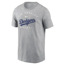 ナイキ メンズ Tシャツ トップス Los Angeles Dodgers Nike Home Team Athletic Arch TShirt Heather Gray