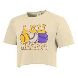 イメージワン レディース Tシャツ トップス LSU Tigers Women's Comfort Colors Baseball Cropped TShirt Natural