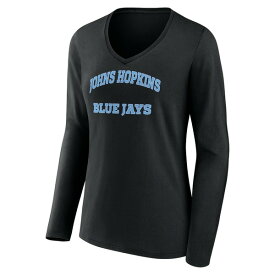 ファナティクス レディース Tシャツ トップス Johns Hopkins Blue Jays Fanatics Branded Women's Campus Long Sleeve VNeck TShirt Black