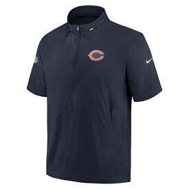 ナイキ メンズ ジャケット＆ブルゾン アウター Chicago Bears Nike Sideline Coach Short Sleeve Hoodie QuarterZip Jacket? Navy