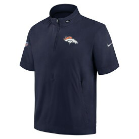 ナイキ メンズ ジャケット＆ブルゾン アウター Denver Broncos Nike Sideline Coach Short Sleeve Hoodie QuarterZip Jacket? Navy