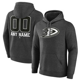 ファナティクス メンズ パーカー・スウェットシャツ アウター Anaheim Ducks Fanatics Branded Monochrome Personalized Name & Number Pullover Hoodie Charcoal