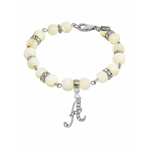 2028 レディース ブレスレット・バングル・アンクレット アクセサリー Silver Tone Cultured Mother of Pearl Crystal Initial Clasp Bracelet White-A：asty