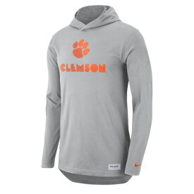 ナイキ メンズ Tシャツ トップス Clemson Tigers Nike Campus Performance Hoodie Long Sleeve TShirt Gray