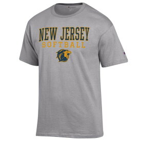 チャンピオン メンズ Tシャツ トップス College of New Jersey Lions Champion Stack Logo Softball Powerblend TShirt Gray