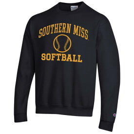 チャンピオン メンズ パーカー・スウェットシャツ アウター Southern Miss Golden Eagles Champion Icon Softball Powerblend Pullover Sweatshirt Black