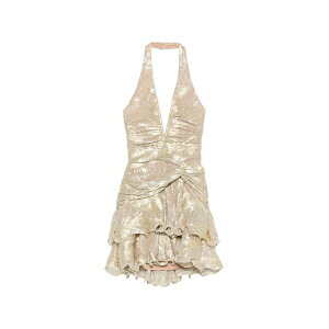 �p�b�g�{�[ ���f�B�[�X �����s�[�X �g�b�v�X Ruffled v-neck mini dress Gold