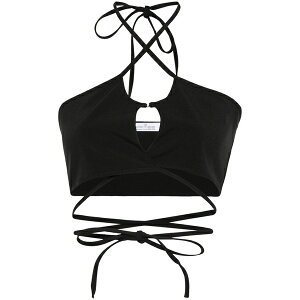 ���b�N ���f�B�[�X �J�b�g�\�[ �g�b�v�X Crossover-straps cropped top Black