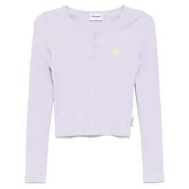 チョコレート レディース Tシャツ トップス Logo-patch top Purple