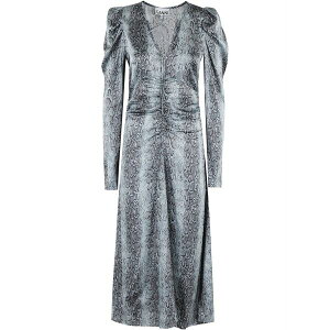 �K�j�[ ���f�B�[�X �����s�[�X �g�b�v�X Python-print dress Blue