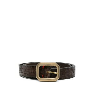 �C���u���e�B �����Y �x���g �A�N�Z�T���[ Crocodile-embossed rectangular-buckle belt Brown