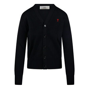 �A�~ ���f�B�[�X �J�[�f�B�K�� �A�E�^�[ Ami de coeur-logo embroidered cardigan Black