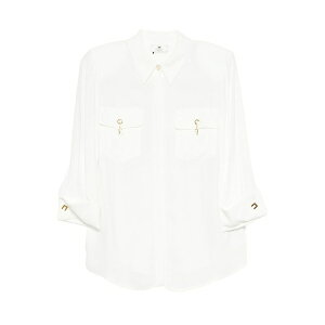 �G���U�x�X�t�����L ���f�B�[�X �V���c �g�b�v�X Pocket-detail three-quarter sleeve shirt White